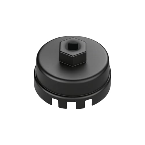 Oil Filter Cap Wrench, Heavy Duty 14 Flute Oil Filter Wrench with 64mm Cartridge Style Oil Filter System, Oil Filter Removal Tool Socket Fit for Most Cars (Black) - color: Black