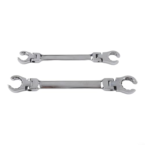 FABULETTA 6PCS Head Flare Nut Wrench Set, Chrome Vanadium Double Open End Wrenches, 12 Point Metric Spanner Set for Brake Line Repair, Automotive Fuel Pipe Wrenches, 9mm-21mm