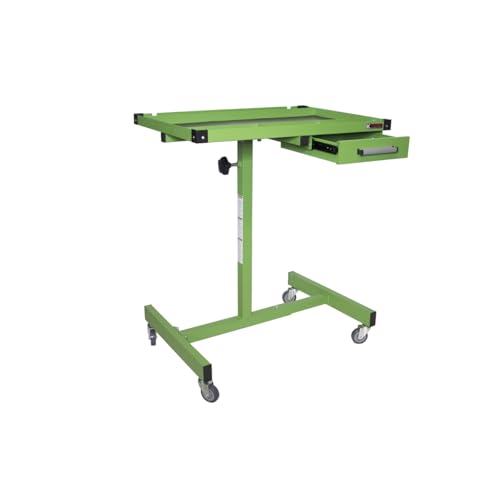 K Tool International 75108 Adjustable 30 Inch Teardown Worktable with Drawer, 200 lb Capacity, Height Adjustable 34 to 47.75 Inches, HD Steel Construction with Swivel Casters, Rubber Bumper Corners