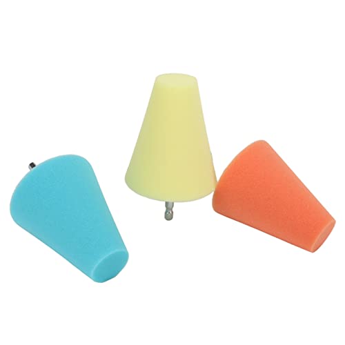 3PCS Polishing Cone, Conical Sponge Buffing Sponge Polishing Balls Wheel Foam Ball Hub Drill Buffing for Automotive Car Wheels