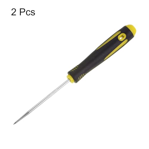 HARFINGTON 2pcs Straight Picks 165mm Zinc Alloy Rubber Handle Round Automotive Pick Tool Set for Removing O Rings Small Items, Black Yellow