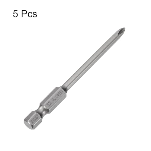 HARFINGTON 5pcs #1 Phillips Screwdriver Bit PH1 1/4" Hex Shank 3" (75mm) Long Magnetic S2 Steel Industrial Grade Screw Driver Bit Cross Head Electric Drill Bits 0.157" (4mm) Rod - size: PH1 x 75mm x 4mm