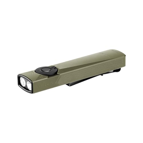 OLIGHT Arkfeld Ultra EDC Flat Flashlight Rechargeable, OAL, Olive-Green CW | Green Beam,UV Light, White LED, 1400 Lumens, Compact Magnetic Pocket Flashlight for Emergency Inspection Working - style: Cool White (5700K~6700K)