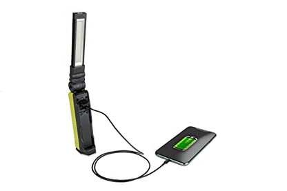 POWERSMITH Rechargeable Magnetic Work Light 600 LM Magnetic Light with Flood, Spot, UV Modes, and USB Output (PILB600UV) | 600/200 Lm, 395nm Uv, Foldable and Rotatable, 3.7V 2ah Battery, USB Out 5v/1a, Magnetic Base, 3-4 Hr Run