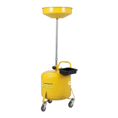 Garvee Oil Drain Container 8 Gallon, Portable Waste Oil Drain Tank, Air Operated Oil Drain Pan with Height-Adjustable Oil Drain Funnel, Oil Lift Drain for Auto Repair Shops, Garages, Yellow | Air Operated Drainer, Fluid Fuel Drainage, Adjustable Funnel He