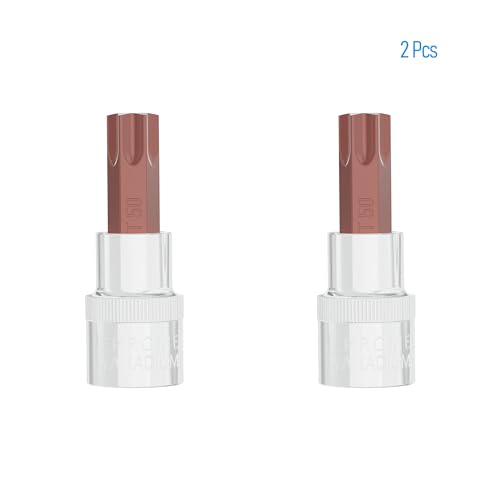 2PCS 3/8" Drive T50 Torx Bit Socket, S2 Steel Bits, Heat Treated CR-V Steel Star Sockets 1.9" Length - size: T50