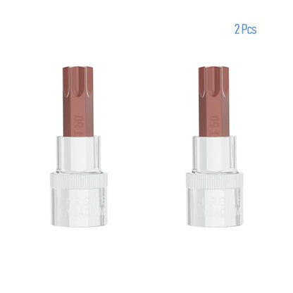2PCS 3/8" Drive T50 Torx Bit Socket, S2 Steel Bits, Heat Treated CR-V Steel Star Sockets 1.9" Length - size: T50