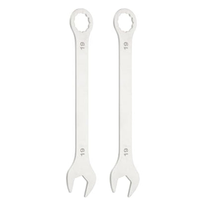 HARFINGTON 2Pcs Super Thin Combination Wrench 19mm Metric 12-Point Box and Open End Stainless Steel Double Ended Spanner Tool for Automotive Pipe Furniture Machinery DIY Repair, Silver - size: 19mm