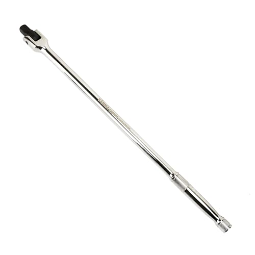1/2-Inch Drive Breaker Bar, 18-Inch – Heavy Duty CR-MO Head & 18mm Thick Shaft – Dual-Knurled Non-Slip Grip, Constant Tension Flex Head, Premium Mirror Chrome Finish - size: 1/2" Drive x 17.8"