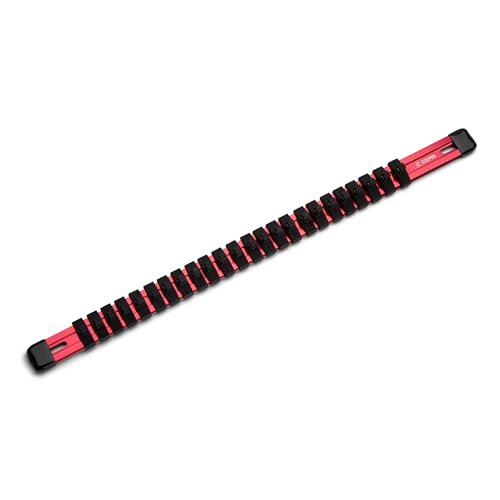 Capri Tools Aluminum Socket Rail, 1/4 in. Drive, 17 in. Long, 24 Socket Clips, Red - color: Red, size: 1/4 in. Drive