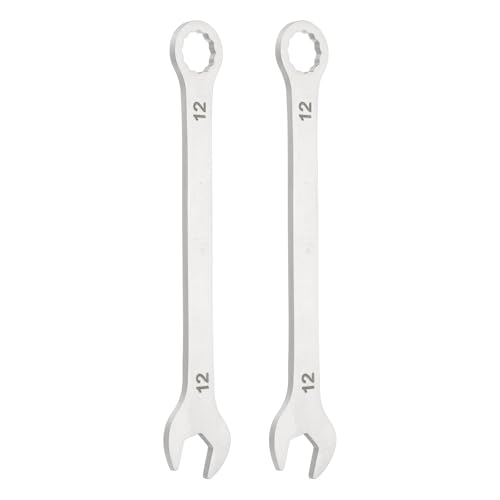 HARFINGTON 2Pcs Super Thin Combination Wrench 12mm Metric 12-Point Box and Open End Stainless Steel Double Ended Spanner Tool for Automotive Pipe Furniture Machinery DIY Repair, Silver - size: 12mm
