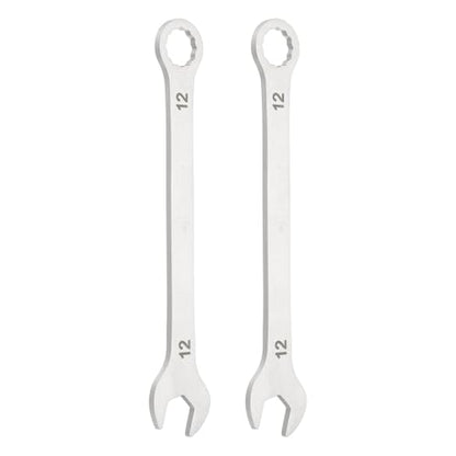 HARFINGTON 2Pcs Super Thin Combination Wrench 12mm Metric 12-Point Box and Open End Stainless Steel Double Ended Spanner Tool for Automotive Pipe Furniture Machinery DIY Repair, Silver - size: 12mm