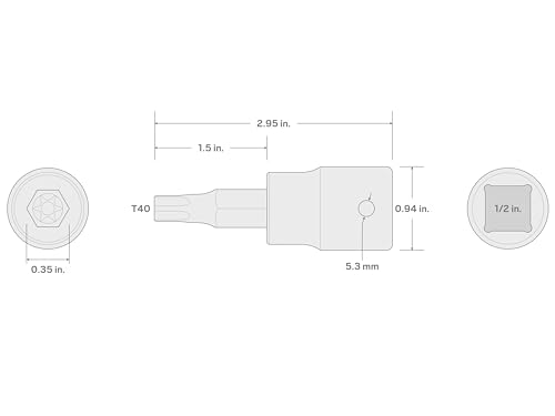 TEKTON 1/2 Inch Drive x T40 Torx Impact Bit Socket | SIB24240 (Pack of 4) - size: T40 (Pack of 4)