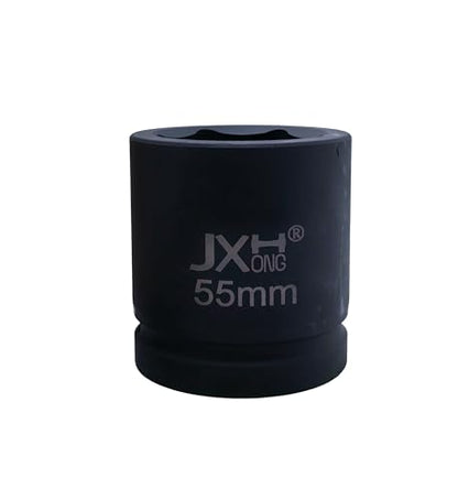 1-1/2" Drive Impact Socket, 6-Point, Heat Treated Cr-Mo Steel – Heavy Duty for Hydraulic Impact Wrench (55mm) - size: 55mm