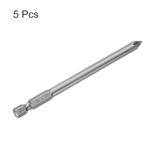 HARFINGTON 5pcs #1 Phillips Screwdriver Bit PH1 1/4" Hex Shank 4" (100mm) Long Magnetic S2 Steel Industrial Grade Screw Driver Bit Cross Head Electric Drill Bits 0.236" (6mm) Rod - size: PH1 x 100mm x 6mm