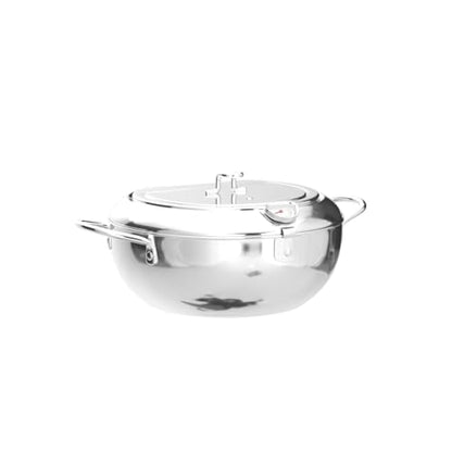 Kerilyn Deep Fryer Pot, 9.4 Inch/3.4 L Janpanese Style Tempura Frying Pot with Lid, 304 Stainless Steel with Temperature Control and Oil Drip Drainer Rack, for Kitchen French Fries, Chicken etc - size: 9.4 Inch