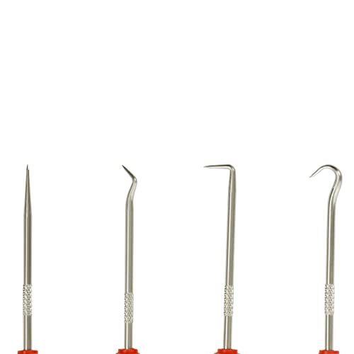 ARES 10034 Mini Hook and Pick Set, 4-Piece, Hardened Steel | Includes angled, straight, and full hooks and picks; hardened steel shafts - size: 4-Piece Mini Hook/Pick Set