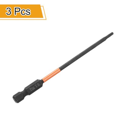 HARFINGTON 3pcs T8 Torx Head Screwdriver Bit 4" (100mm) Long 1/4" Hex Shank Magnetic No Hole Tamper Proof 6 Point Star Screw Driver Drill Bits Phosphate S2 Steel Industrial Power Tools - size: T8 x 100mm