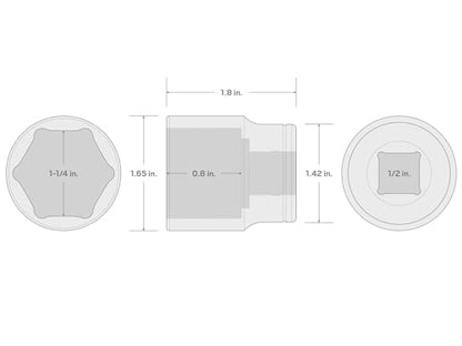 TEKTON 1/2 Inch Drive x 1-1/4 Inch Shallow 6-Point Socket | SHD22032 - size: 1-1/4 Inch, style: Shallow