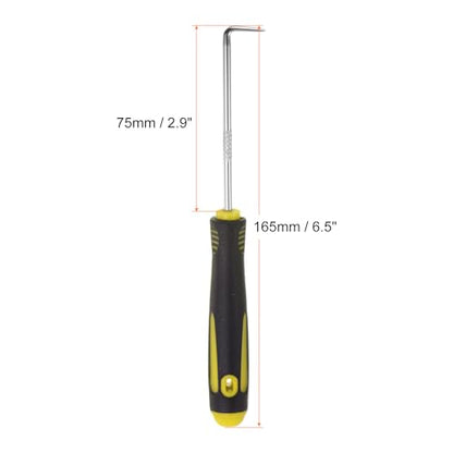 HARFINGTON 2pcs 90 Degree Picks 165mm Zinc Alloy Rubber Handle Round Automotive Pick Tool Set for Removing O Rings Small Items, Black Yellow