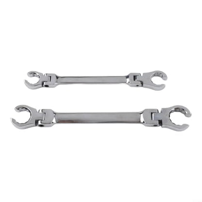 6PCS Flexible Head Flare Nut Wrench Set, 12-Point Metric Double-End Spanners (9-21mm), Chrome Vanadium Steel for Automotive & HVAC