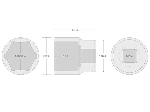 TEKTON 1/2 Inch Drive x 1-3/16 Inch Shallow 6-Point Socket | SHD22030 - size: 1-3/16 Inch, style: Shallow