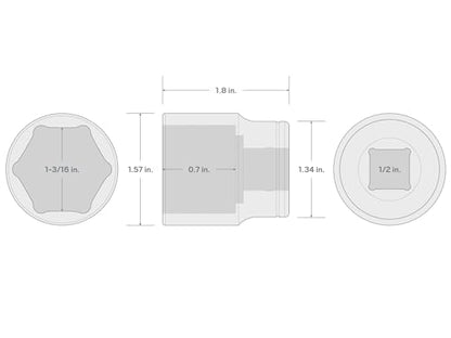 TEKTON 1/2 Inch Drive x 1-3/16 Inch Shallow 6-Point Socket | SHD22030 - size: 1-3/16 Inch, style: Shallow
