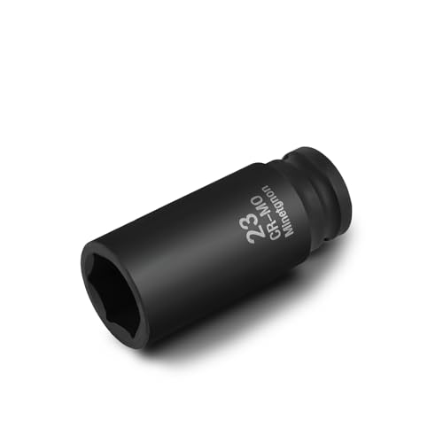23mm Socket Deep 1/2 Drive Impact Socket 6 Point CR-MO Axle Nut Heavy-Duty Socket for Easy Removal & Installation of Wheel Hub & Axle Shaft Nuts - color: Deep_6 Pt_1/2, size: 23mm