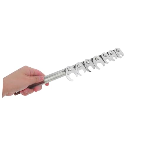 minkissy 10pcs 3/8 Inch Quick-release Ratchet Wrench Set with Interchangeable Open-end Heads, Metric Crowfoot Flare Nut Wrenches for Automotive Repair and Mechanic Tools
