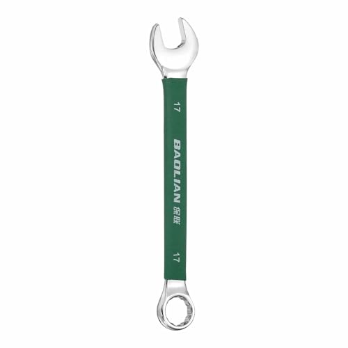 HARFINGTON 17mm Metric Combination Wrench 10 Degree Offset 12 Point Cr-V Steel Single Open End Spanner Wrenches for Automotive Repair Furniture Assembly - size: 17mm
