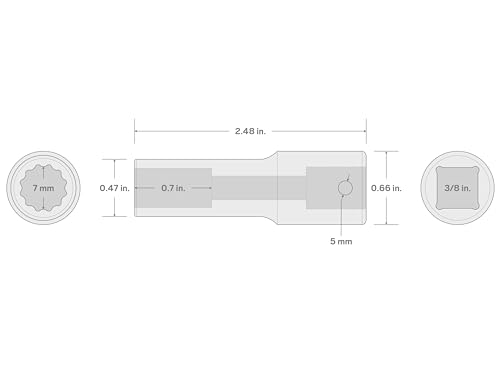 TEKTON 3/8 Inch Drive x 7 mm Deep 12-Point Impact Socket | SID13307 - size: 7 mm, style: Deep