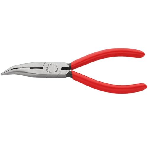 KNIPEX Tools - Long Nose Pliers With Cutter, 40 Degree Angled (2521160), 6-1/4 inches