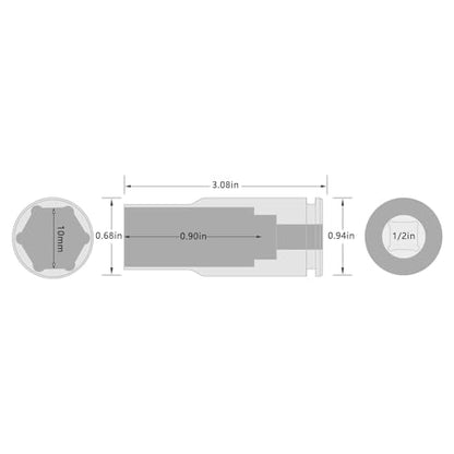 1/2 Inch Drive x 10mm Deep 6PT CR-MO Impact Socket for Removing Axle nut | Metric Socket,6-Point Radius Corner Design,Two Size Markings,Square Chamfered Opening,For Removal of Axle Nut - size: 10 mm, style: 1/2" Drive Deep Socket