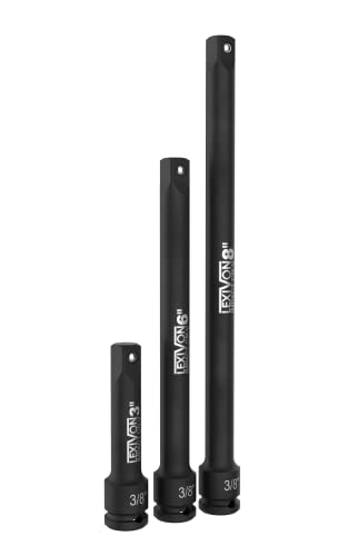 LEXIVON Impact Driver Extension Bar Set, 3/8" Drive | 3-Piece 3" 6" & 8" Long, Organized In A Tray | Hardened and Heat Treated Chrome Vanadium Steel (LX-114) - size: 3/8" Drive Extension Bar Set