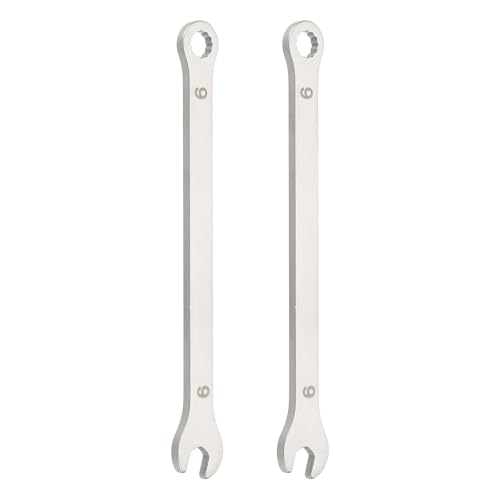 HARFINGTON 2Pcs Super Thin Combination Wrench 6mm Metric 12-Point Box and Open End Stainless Steel Double Ended Spanner Tool for Automotive Pipe Furniture Machinery DIY Repair, Silver - size: 6mm