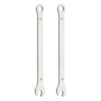 HARFINGTON 2Pcs Super Thin Combination Wrench 6mm Metric 12-Point Box and Open End Stainless Steel Double Ended Spanner Tool for Automotive Pipe Furniture Machinery DIY Repair, Silver - size: 6mm