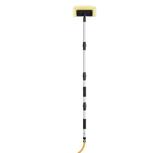 VEVOR Car Wash Brush, 66.7-Inch Extendable Car Washing Brush with Long Handle, 12" Scratch-Free Soft PVC Bristle Head, Flow-Thru Car Cleaning Mop Kit with Water Hose Attachment for Car RV Boat - style: Soft PVC Bristle head