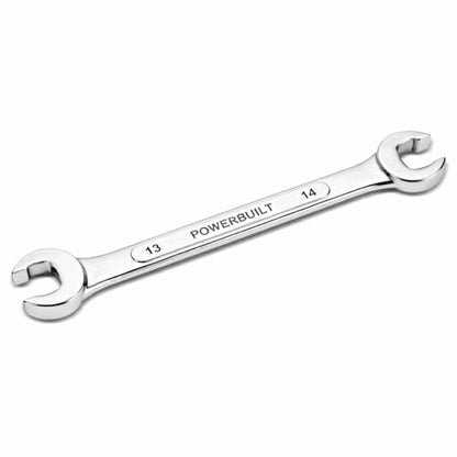 Powerbuilt 13 MM x 14 MM Metric Flare Nut Wrench, 6 Point Double Ppen Ends, For hose and brass fittings, For Brake Line Wrench, Chrome-Vanadium made - 644038 - style: 13mm x 14mm