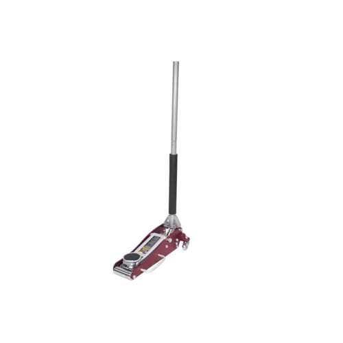 K Tool International 1.5 Ton Aluminum Service Jack; Low Profile 100% Aluminum Structure, Lifting Range 3-3/20" to 14", Dual Pump Quick Start, 1 Year Warranty; KTI63094, Red