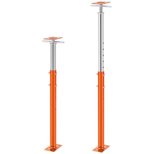 Yaocom 2 Pcs Adjustable Jack Post, 37"-61" Height Range, Basement Floor House Screw Jacks for Lifting Joist Beam Brace for Cellar Ceiling, Center Point Load Capacity 11023 Lbs, Orange - color: Orange, size: 37"-61"