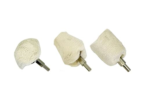 3 Pcs White Cotton Polishing Buff Wheel Set Polishing Tools, Polishing Pad Wheel for Aluminum, Stainless Steel and Chrome (Cone/Cylinder/Mushroom)