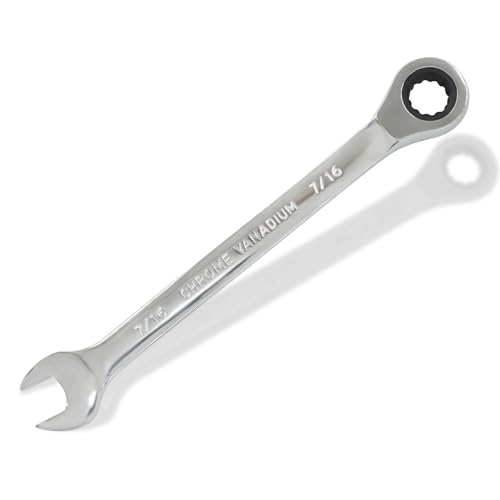 2 Pcs 7/16 Inch Ratchet Wrench Imperial Ratcheting Combination Wrench Set, 12 Point, 72 Teeth for Projects SAE Tight Spaces - size: 7/16 Inch