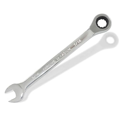 2 Pcs 7/16 Inch Ratchet Wrench Imperial Ratcheting Combination Wrench Set, 12 Point, 72 Teeth for Projects SAE Tight Spaces - size: 7/16 Inch