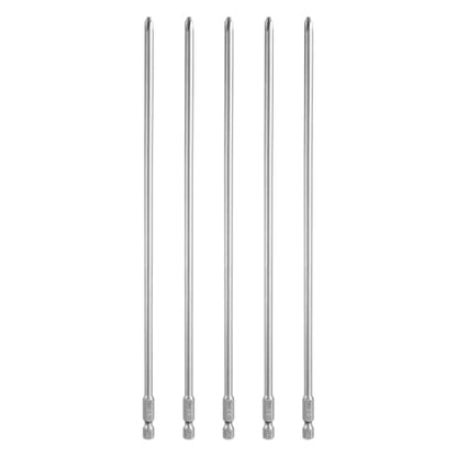 HARFINGTON 5pcs #2 Phillips Screwdriver Bit PH2 1/4" Hex Shank 10" (250mm) Long Magnetic S2 Steel Industrial Grade Screw Driver Bit Cross Head Electric Drill Bits 0.197" (5mm) Rod - size: PH2 x 250mm x 5mm