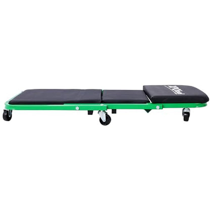 Mechanic Creeper, Garage Gift, 36" Z Creeper Seat, 2 in 1 Mechanic Gifts, 300 lbs Capacity, Low Profile Creeper with 6 pcs Wheels in Garage (Green+Black) - color: Green+Black