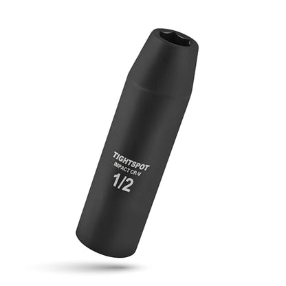 TIGHTSPOT 1/2" Dr 1/2 Inch Deep Socket, Anti-Round 6-Pt, CRV Steel - size: 1/2” Drive 1/2” Deep Impact Socket - 6pt, style: 1/2" Drive Deep Socket