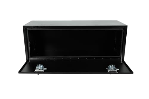 48" Heavy Duty Underbody Steel Plated Truck Tool Box with T-Handle For Storage Smooth Surface，Waterproof Underbody Tongue Box with Lock and Key for Truck，Pick Up,RV，Trailer -Black - size: 48" x 18" x 18 "
