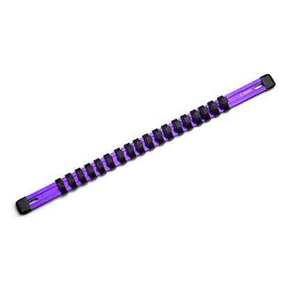 Capri Tools Aluminum Socket Rail, 3/8 in. Drive, 17 in. Long, 18 Socket Clips, Purple - color: Purple, size: 3/8 in. Drive