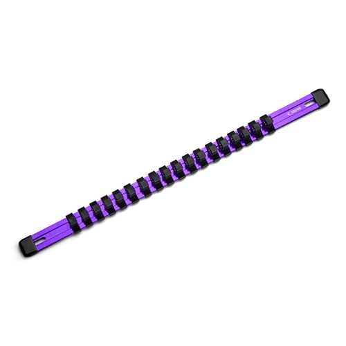 Capri Tools Aluminum Socket Rail, 3/8 in. Drive, 17 in. Long, 18 Socket Clips, Purple - color: Purple, size: 3/8 in. Drive