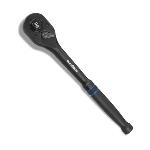 DURATECH 1/2-Inch Drive Ratchet, 90-Tooth Quick-Release Ratchet Wrench | Reversible, Cr-V Made, 4° Swing, Manganese Phosphate Black Finish, Socket Wrench for Men Women Stocking Stuffer for Men Women - size: 1/2"(Black)